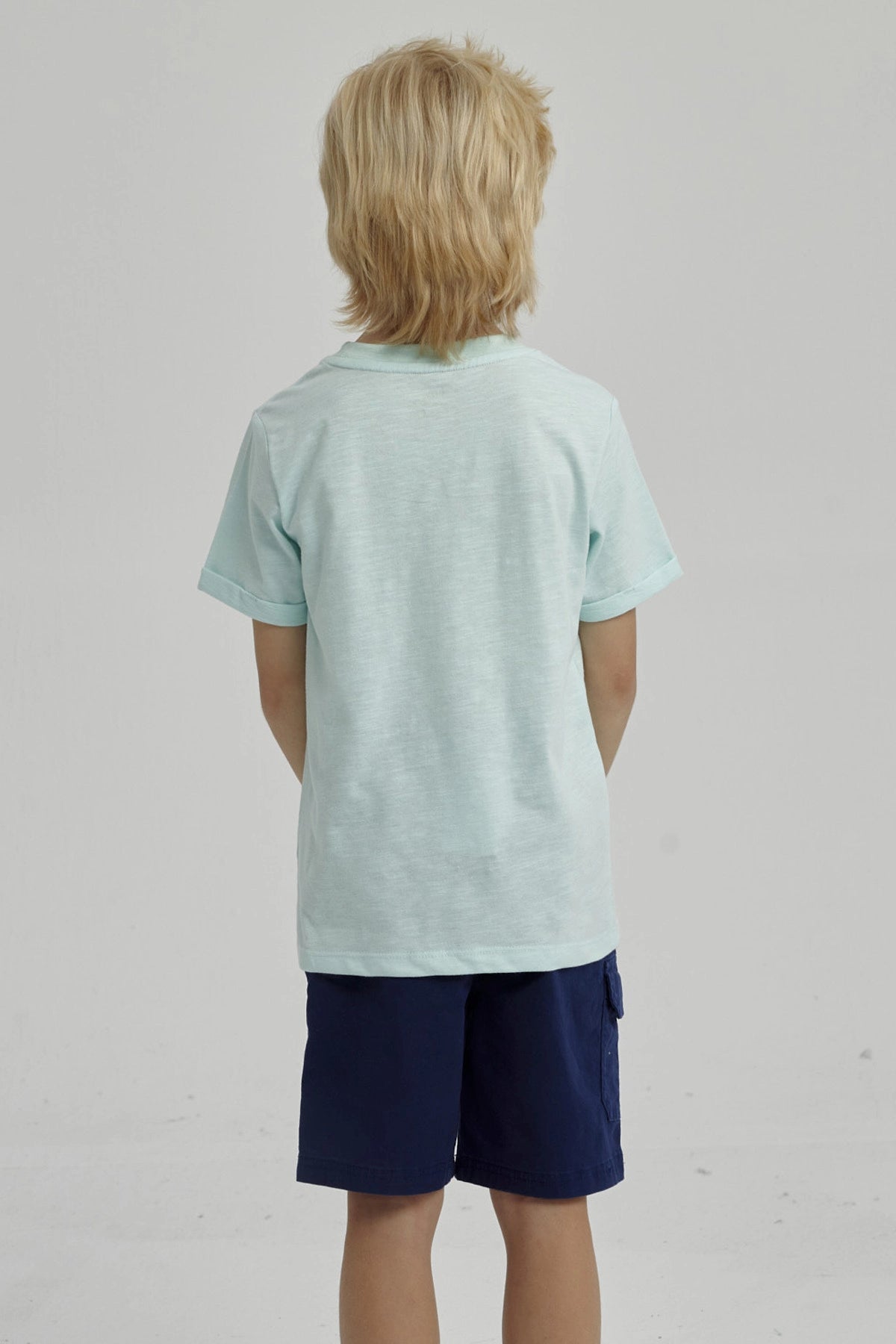 Polera Niño Print Lentejuelas Aqua
