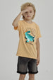 Polera Niño Print Lentejuelas Naranjo