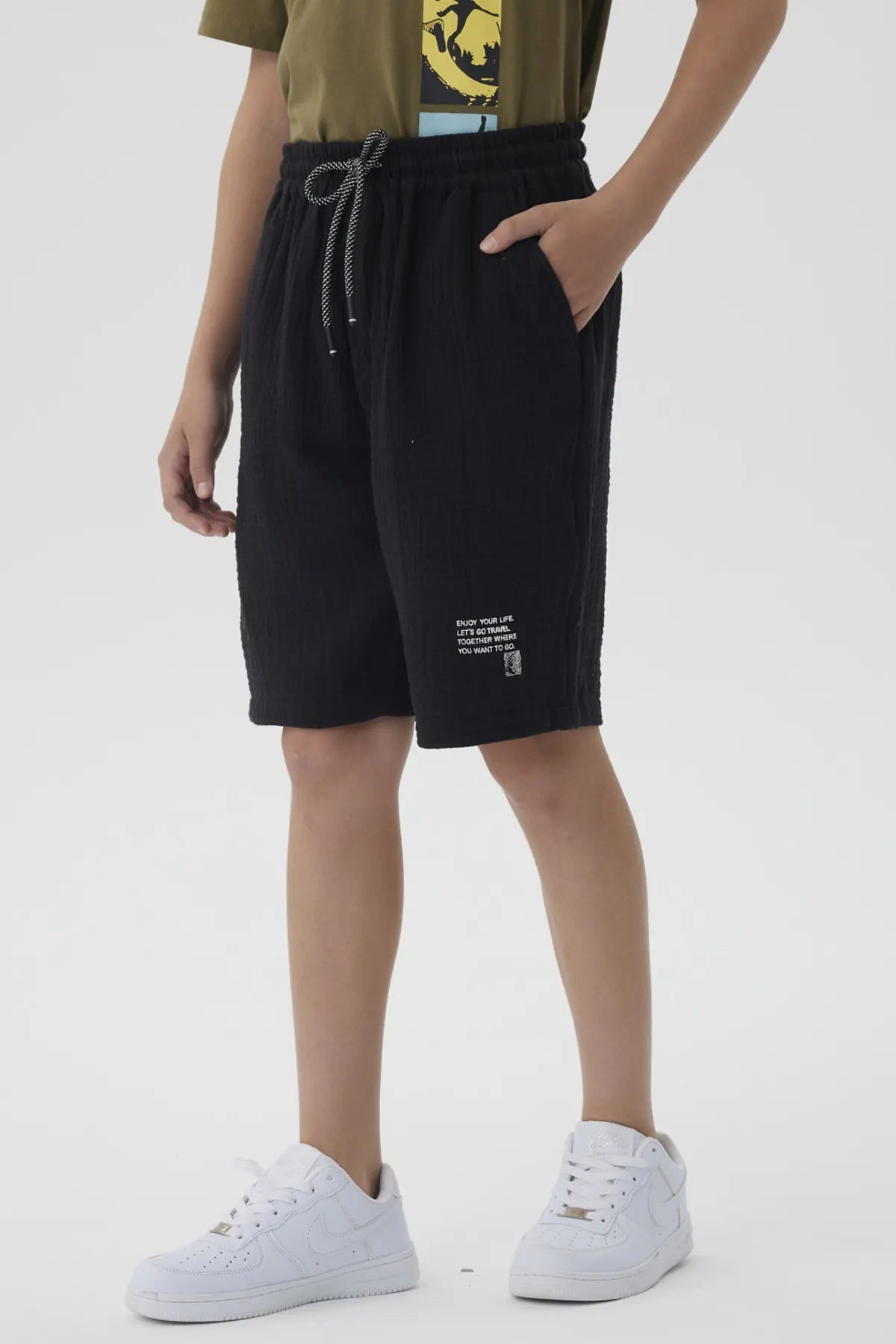 Bermuda Niño Textura Negro