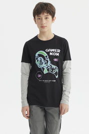 Polera Niño Básica Print Negro