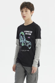 Polera Niño Básica Print Negro