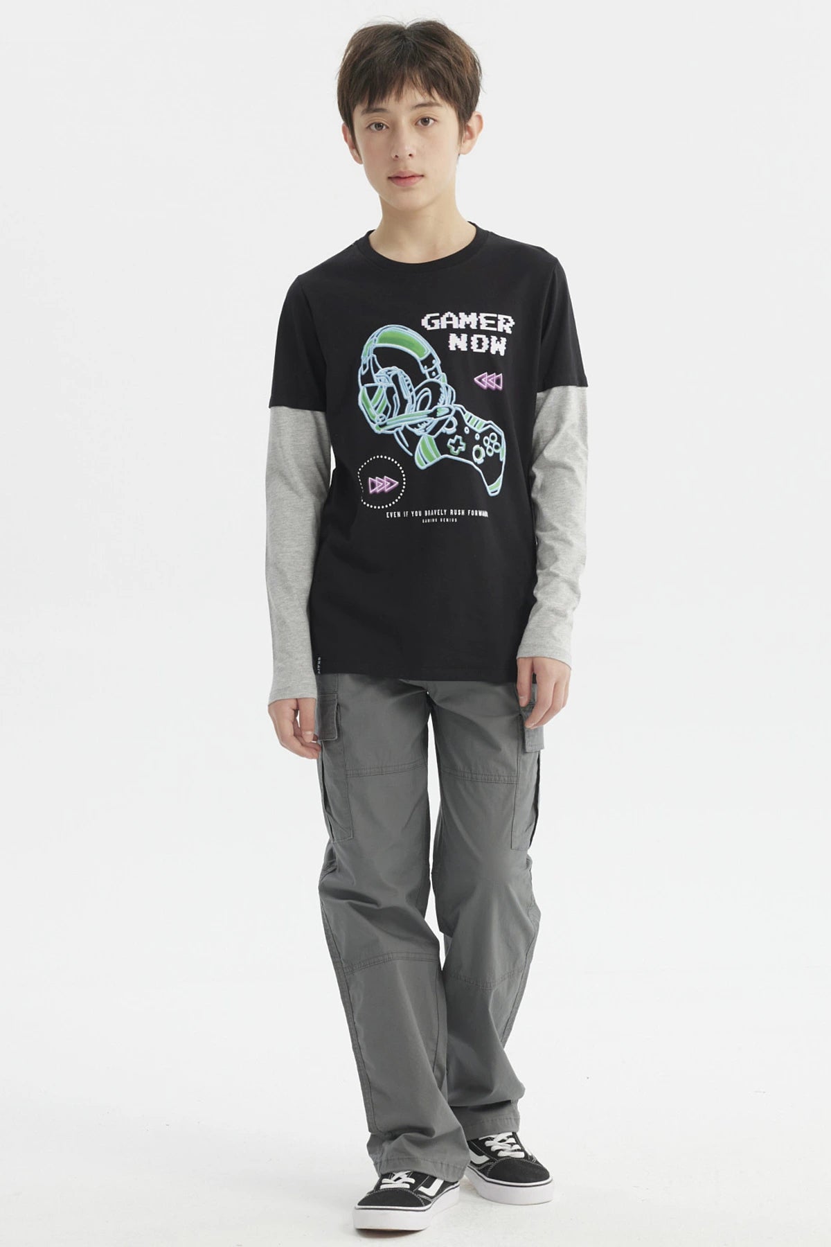 Polera Niño Básica Print Negro