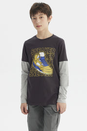 Polera Niño Básica Print Marengo