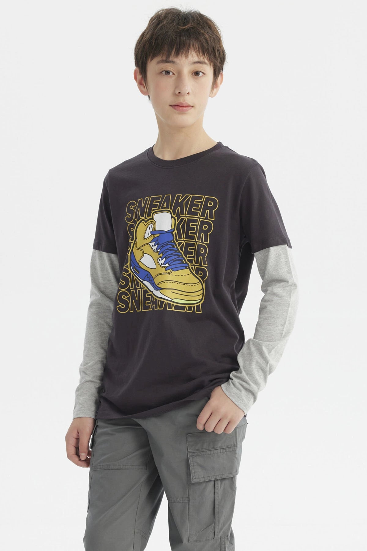 Polera Niño Básica Print Marengo