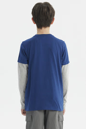 Polera Niño Básica Print Azul