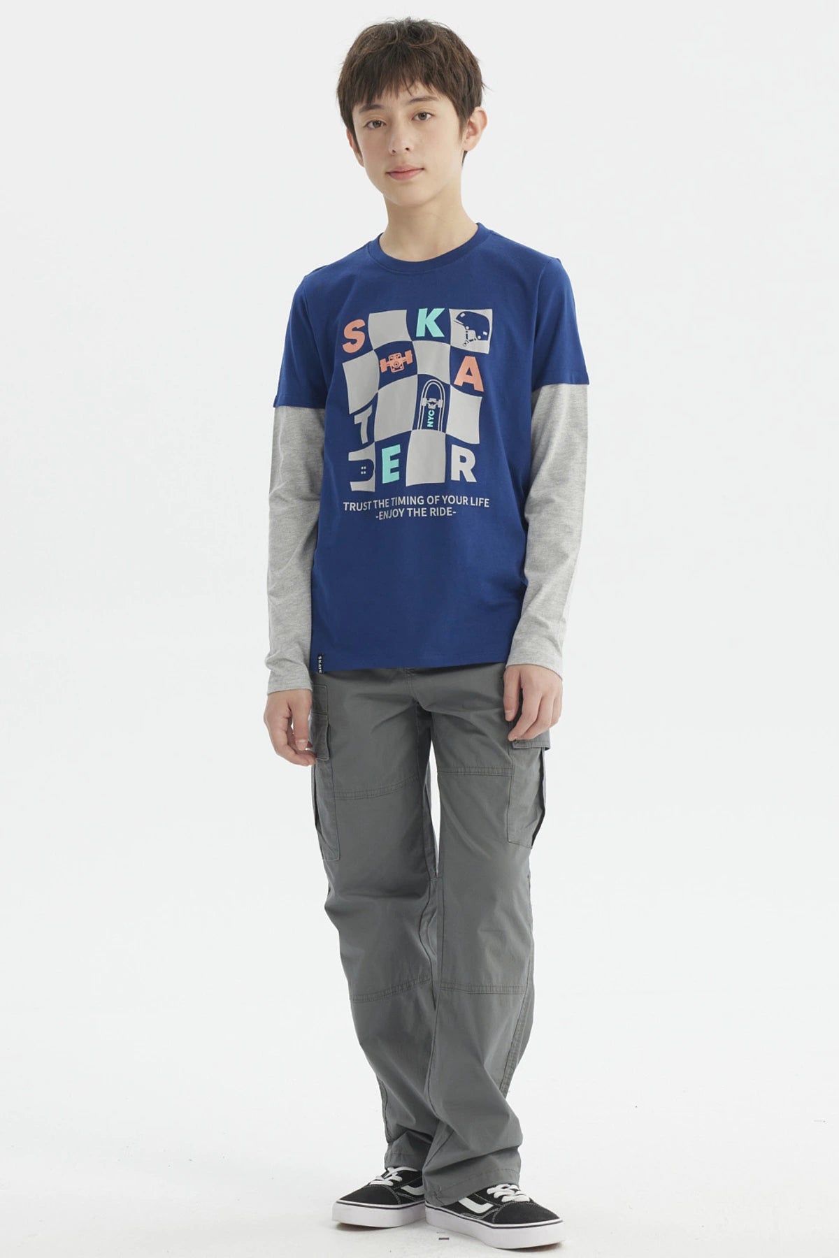 Polera Niño Básica Print Azul