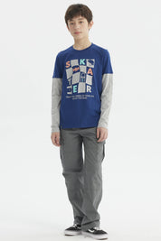 Polera Niño Básica Print Azul