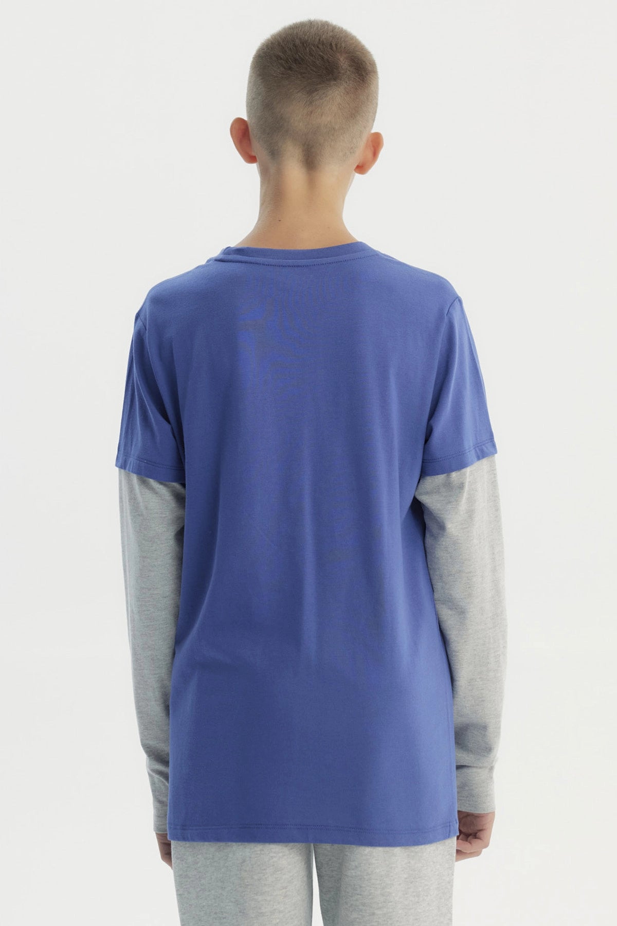 Polera Niño Básica Print Azul Claro