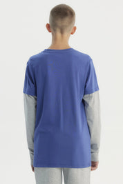 Polera Niño Básica Print Azul Claro