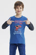 Polera Niño Básica Print Petroleo