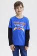 Polera Niño Básica Print Azulino