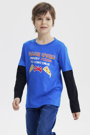 Polera Niño Básica Print Azulino
