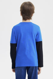 Polera Niño Básica Print Azulino