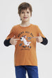 Polera Niño Básica Print Naranjo Oscuro