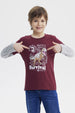 Polera Niño Básica Print Burdeo