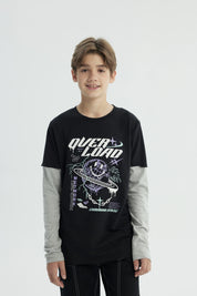 Polera Niño Básica Print Negro