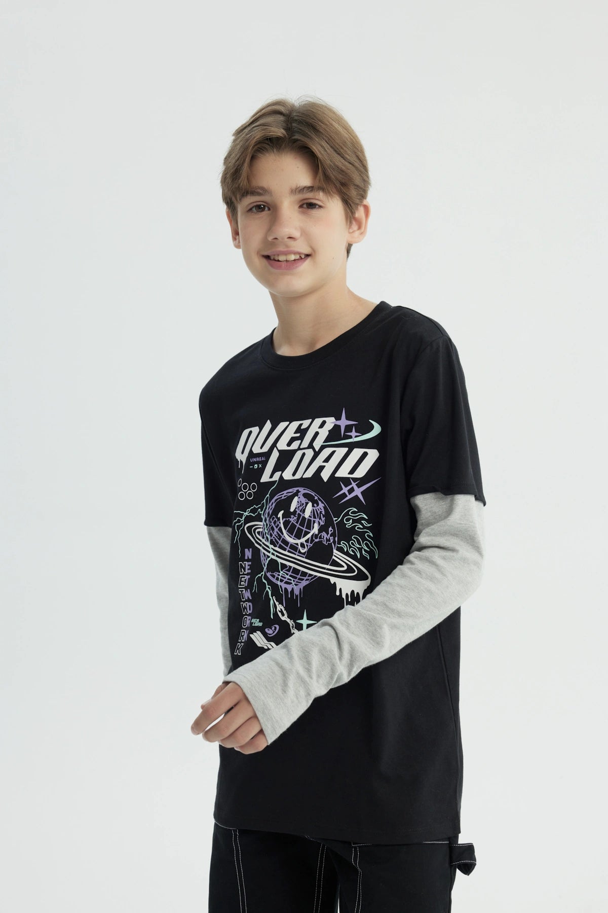 Polera Niño Básica Print Negro