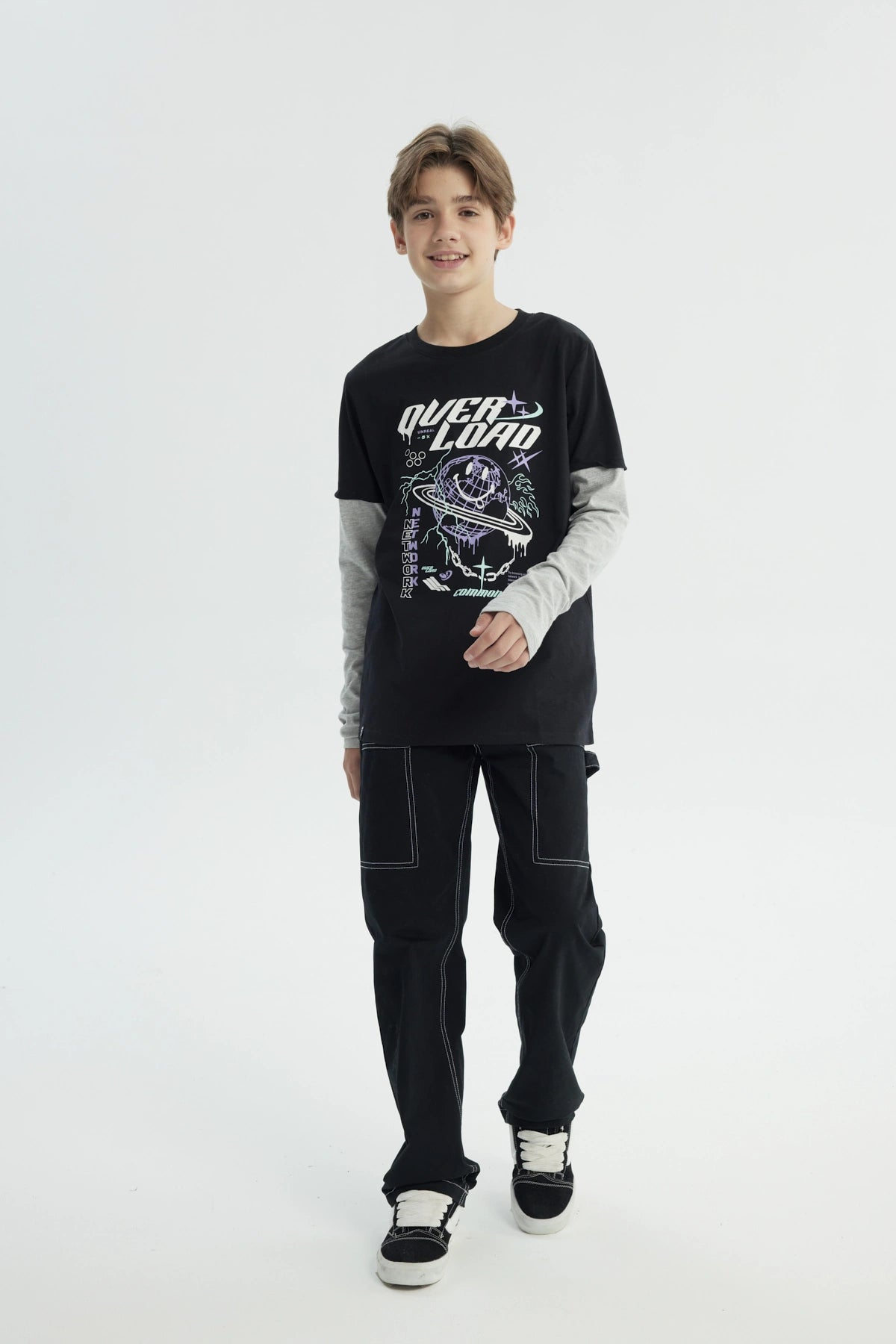 Polera Niño Básica Print Negro