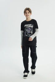 Polera Niño Básica Print Negro
