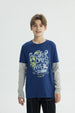 Polera Niño Básica Print Azul