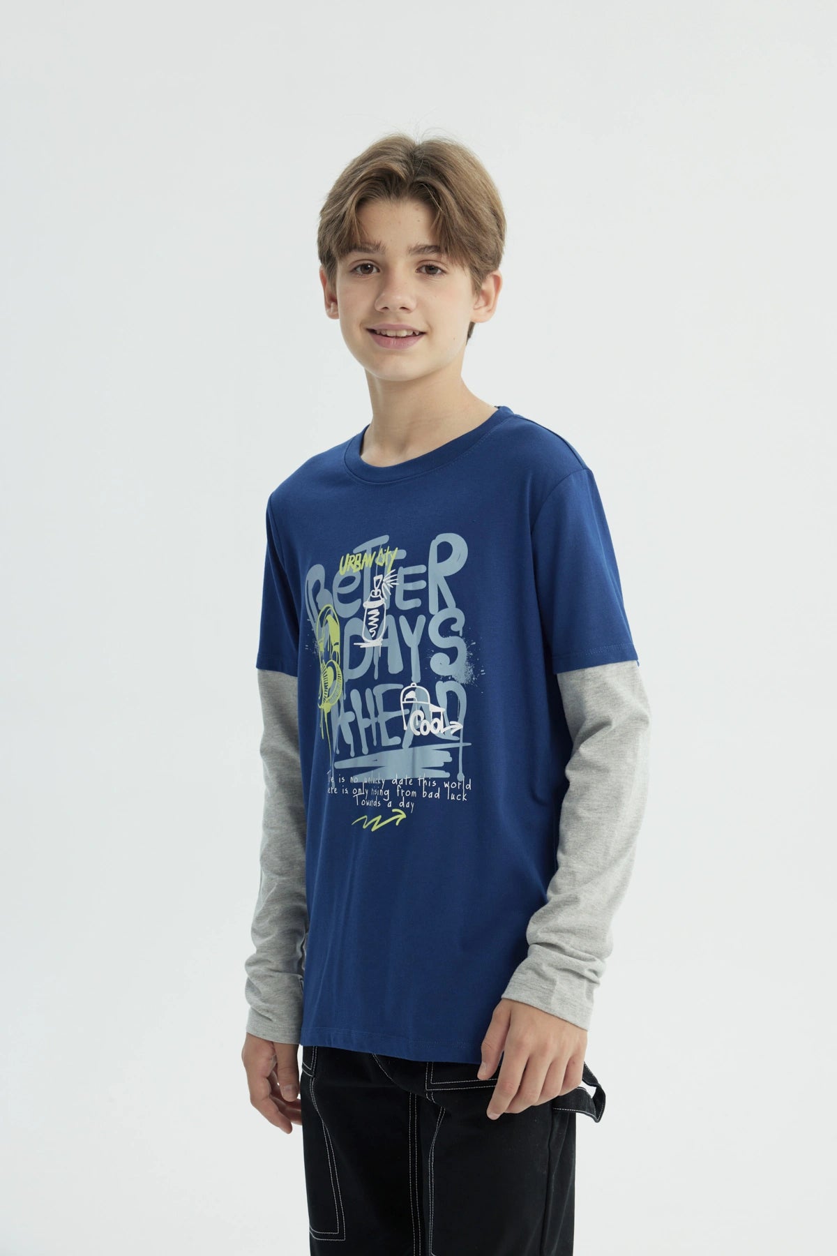 Polera Niño Básica Print Azul