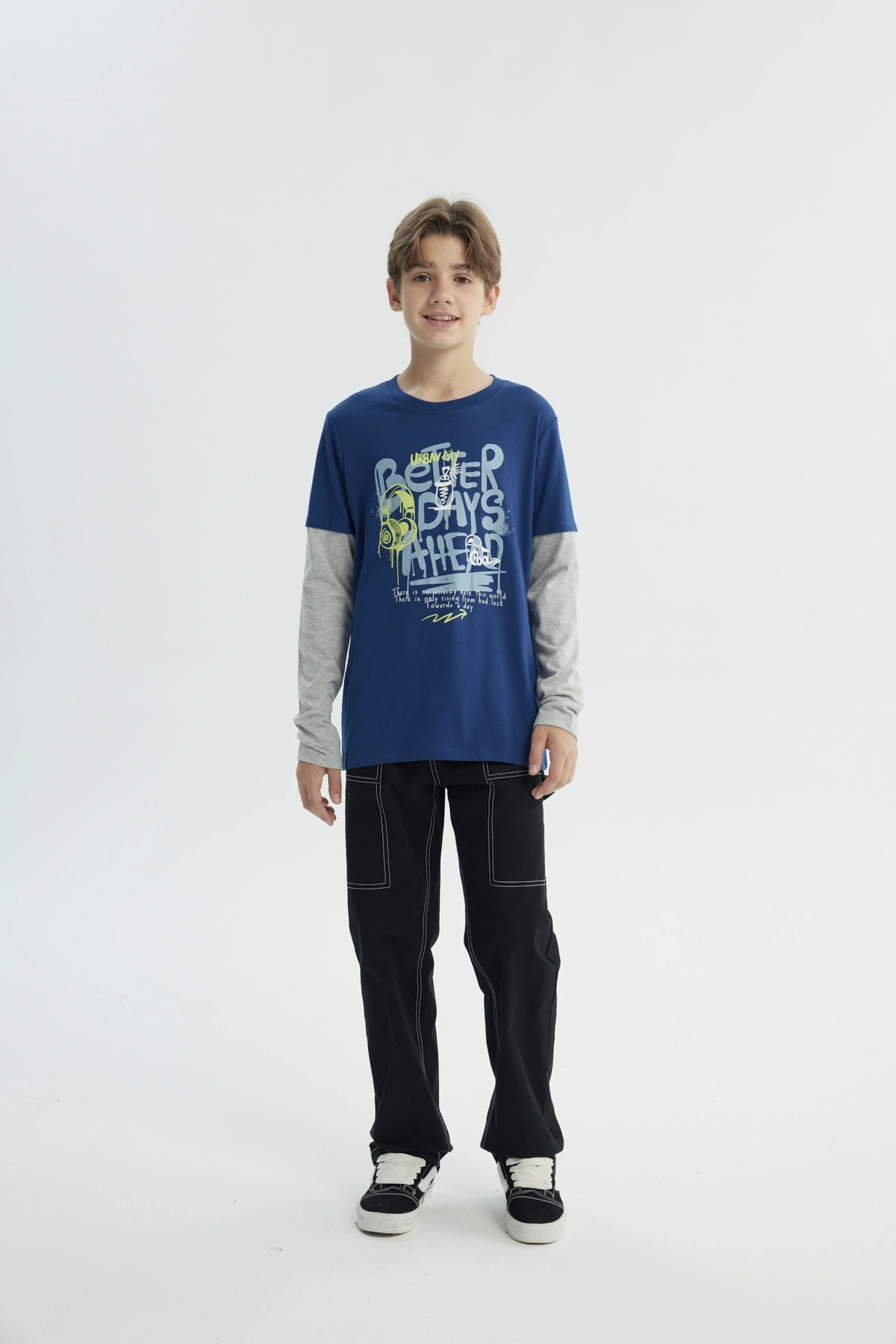 Polera Niño Básica Print Azul