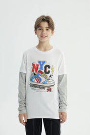 Polera Niño Básica Print Blanco