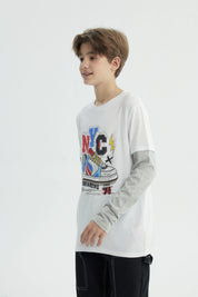 Polera Niño Básica Print Blanco