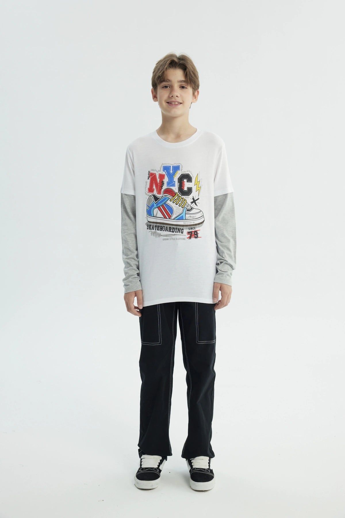 Polera Niño Básica Print Blanco