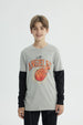 Polera Niño Básica Print Gris Melange