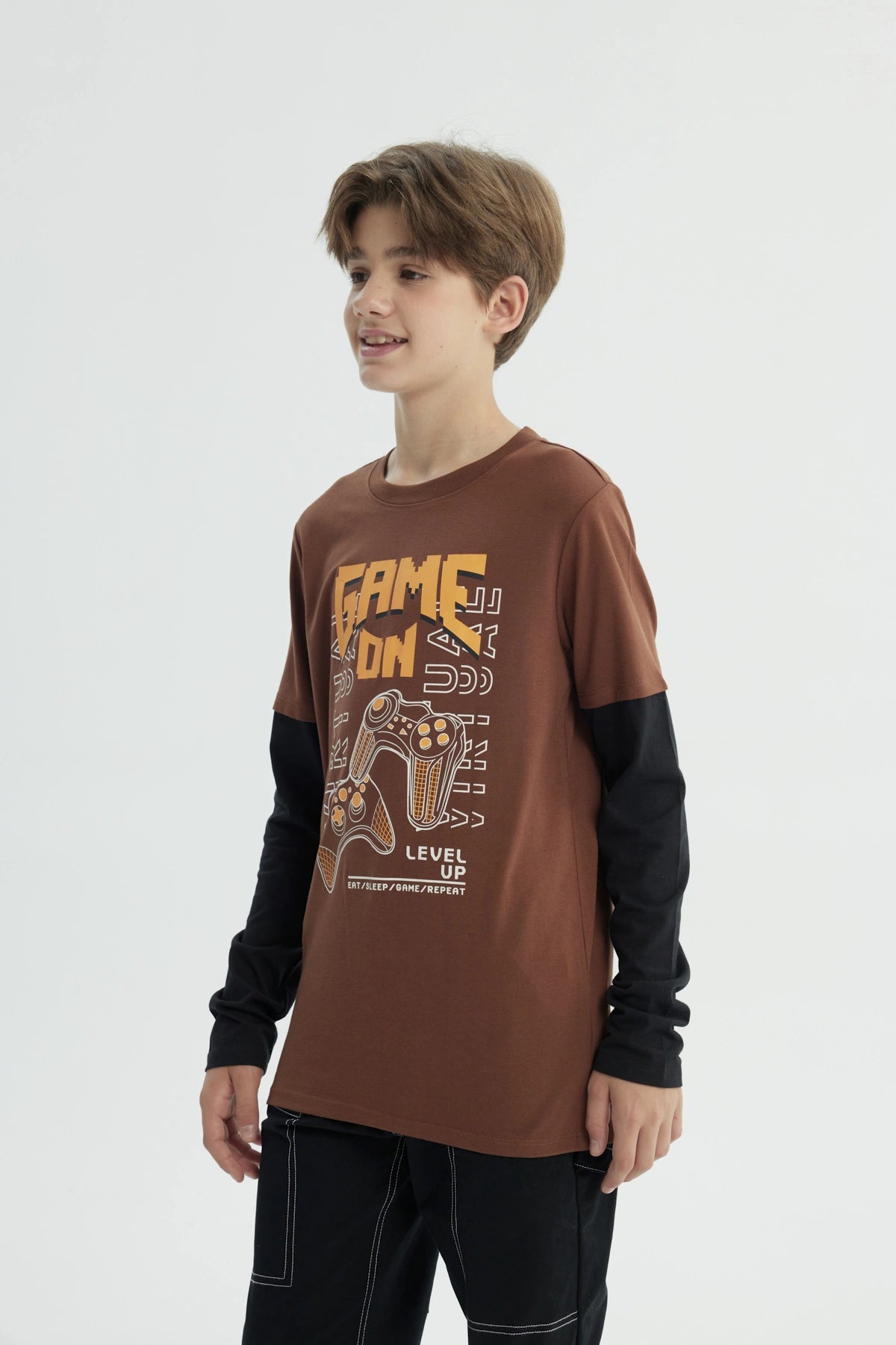 Polera Niño Básica Print Café