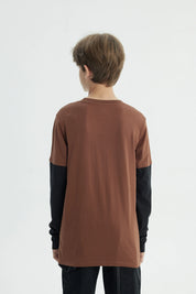 Polera Niño Básica Print Café