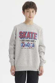 Polerón Niño Básico Teen Gris Melange