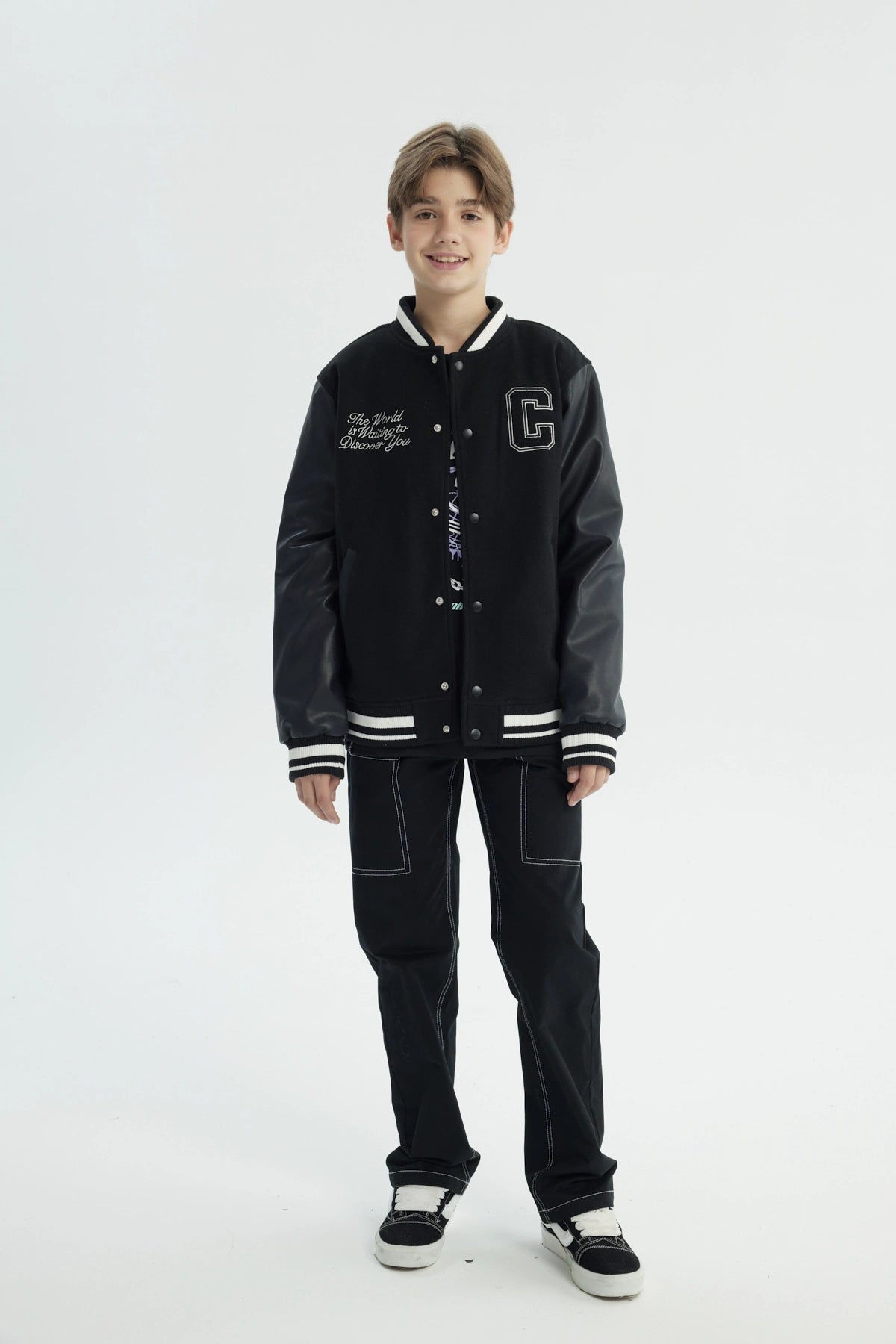 Chaqueta Niño Cuello V Negro