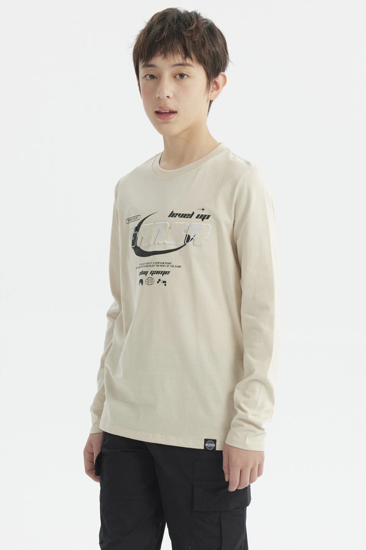 Polera Niño Print 3D Beige