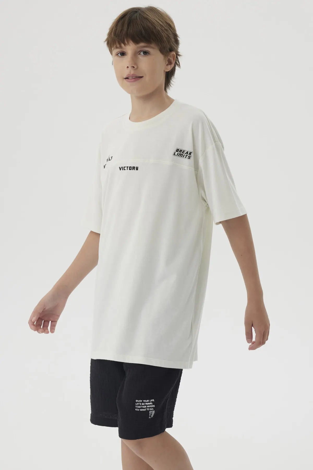 Polera Niño Costura Frontal Crudo