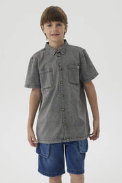 Camisa Niño Teen Denim Gris