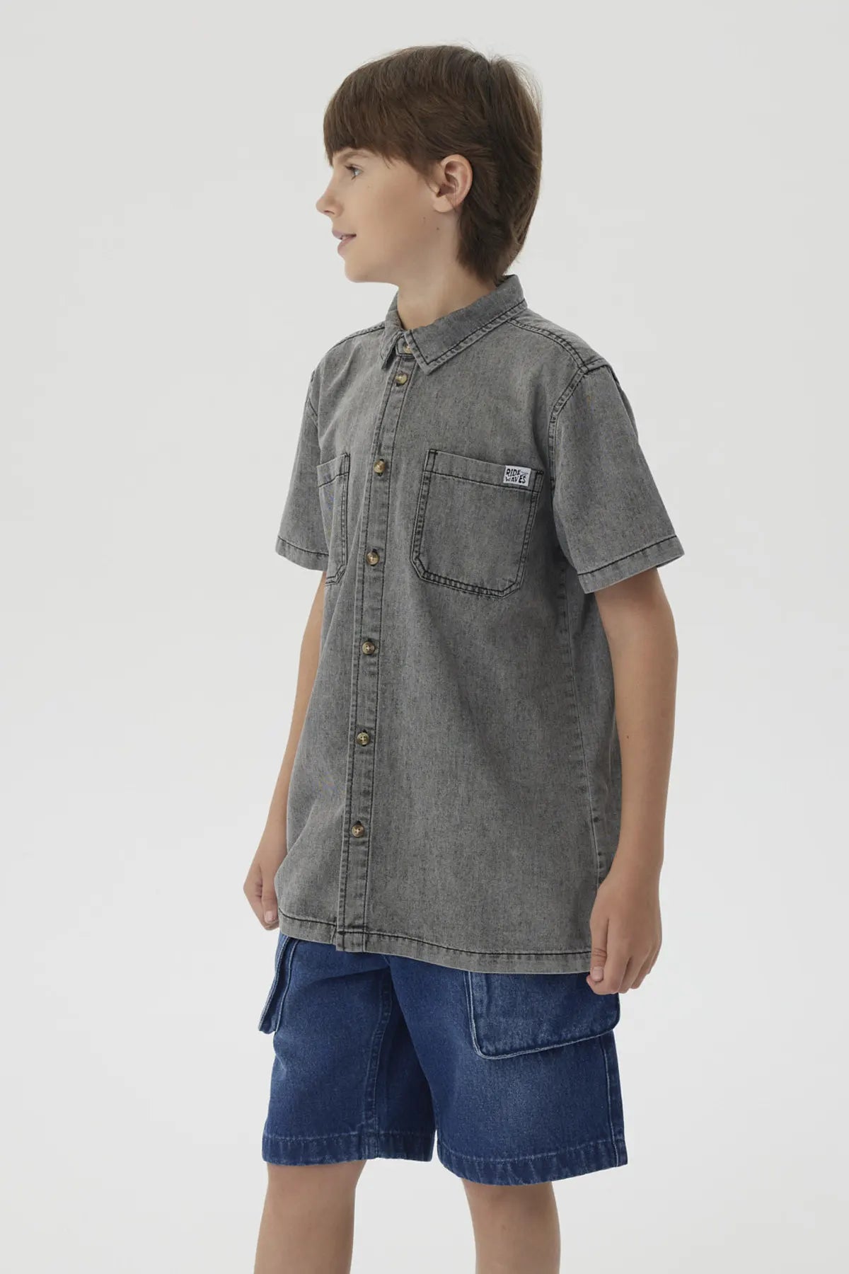 Camisa Niño Teen Denim Gris