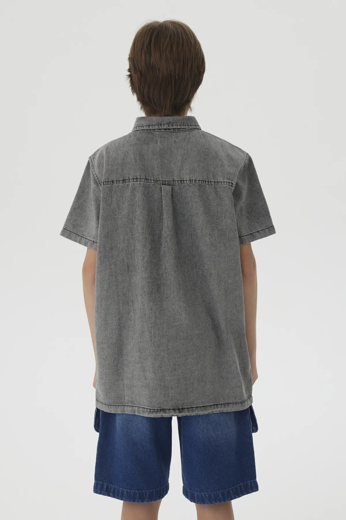 Camisa Niño Teen Denim Gris