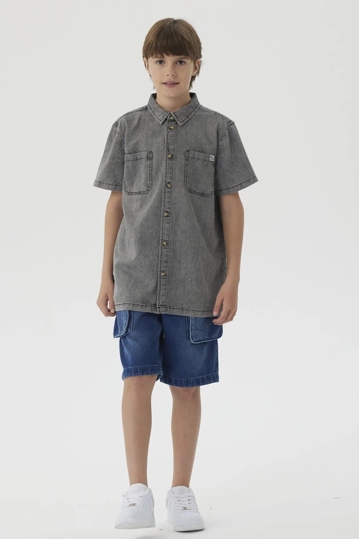 Camisa Niño Teen Denim Gris