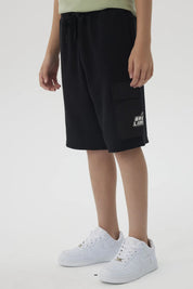 Bermuda Niño Textura Con Print Negro