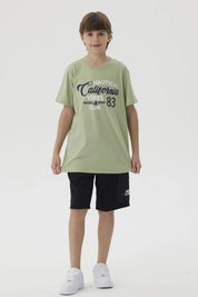 Bermuda Niño Textura Con Print Negro