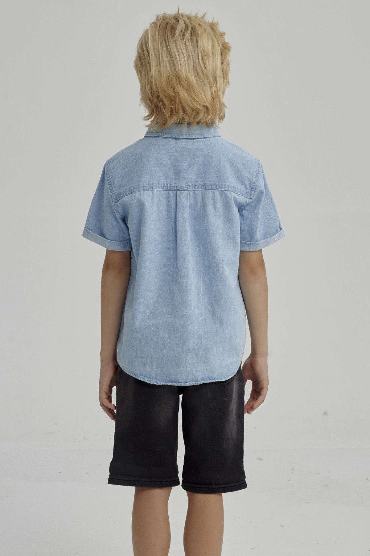 Camisa Niño Denim Dinosaurio Azul Claro