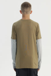 Polera Niño Básica Print Verde Militar