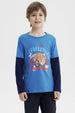 Polera Niño Básica Print Azul Petroleo