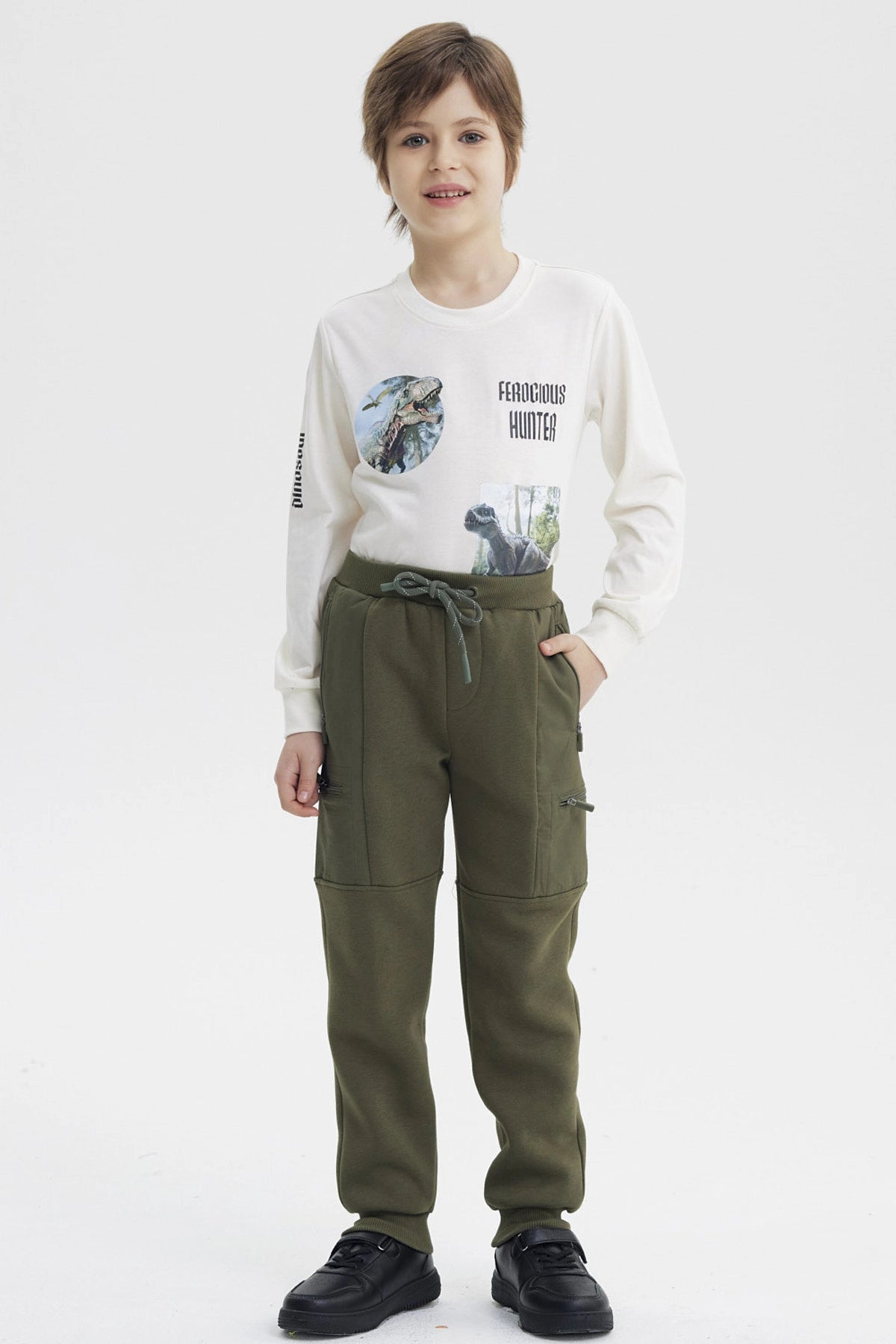 Pantalón Buzo Niño Pitillo Verde Militar