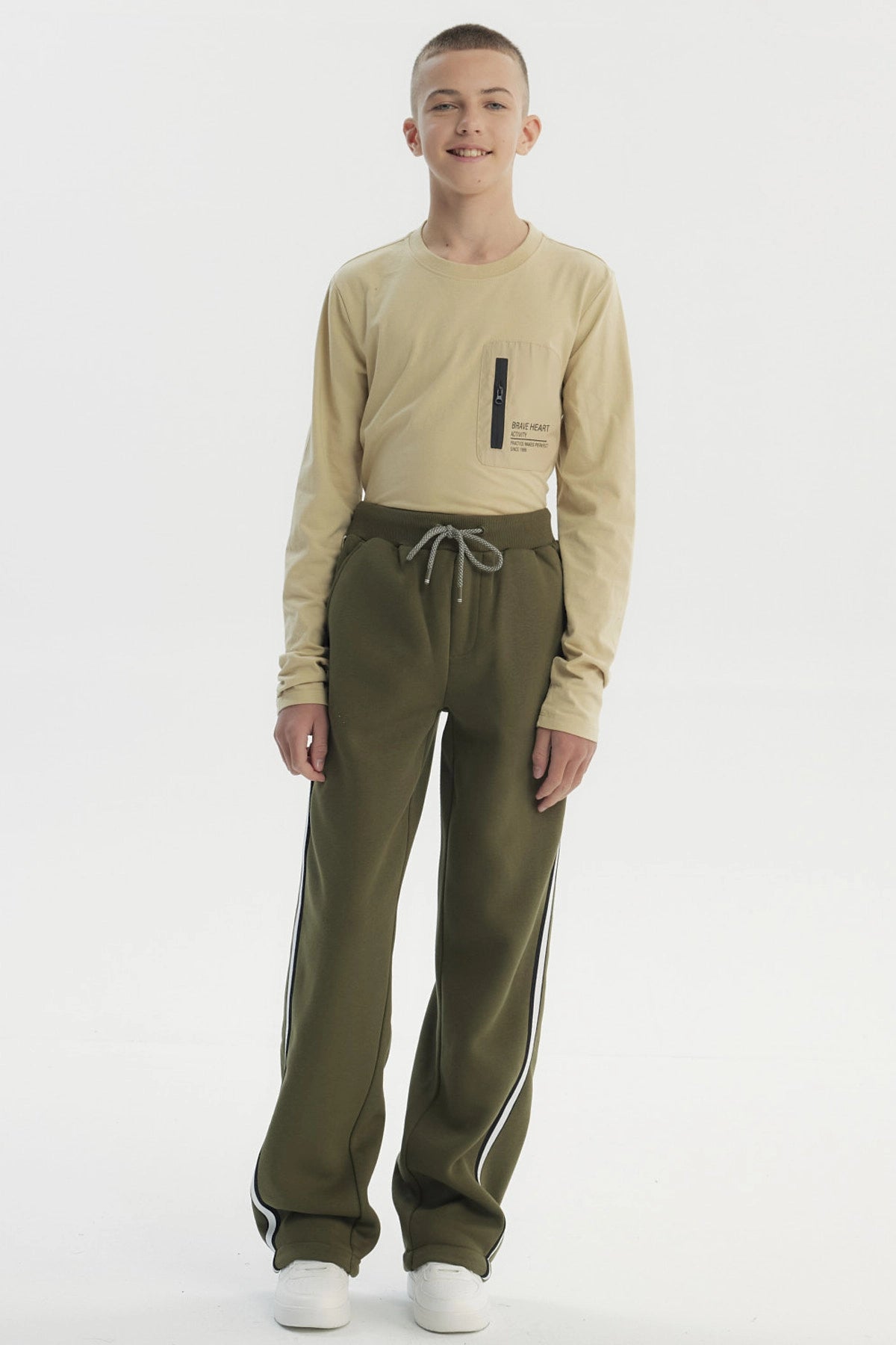 Pantalón Buzo Niño Pitillo Verde Militar