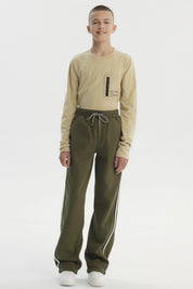 Pantalón Buzo Niño Pitillo Verde Militar