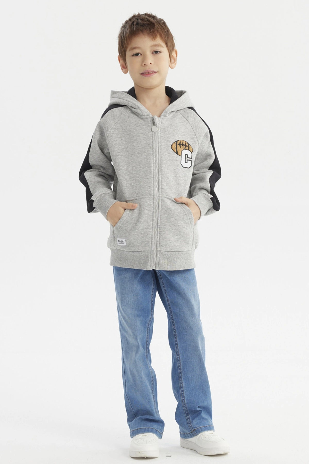 Polerón Niño Slim Gris Melange