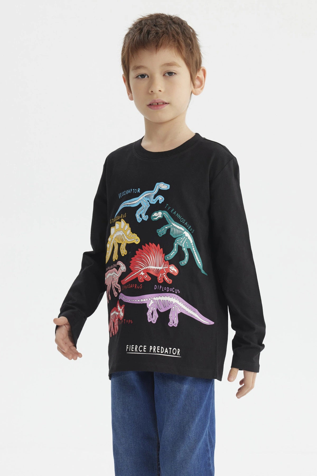 Polera Niño Fosforecente Negro